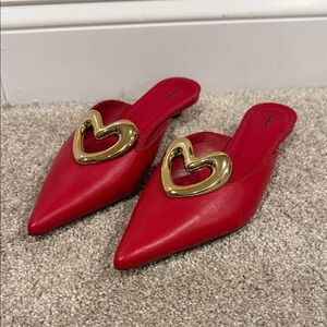 ❤️ Anthropology Maeve Heart Mule Heels  Sz 39 ❤️